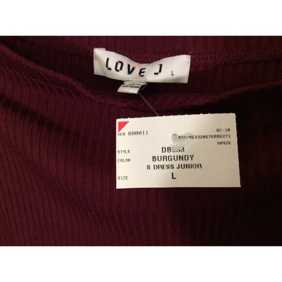 Love J Wiggle Dress Body Con Size Lg Off The Shoulder Burgundy PinUp Festive - Picture 3 of 8